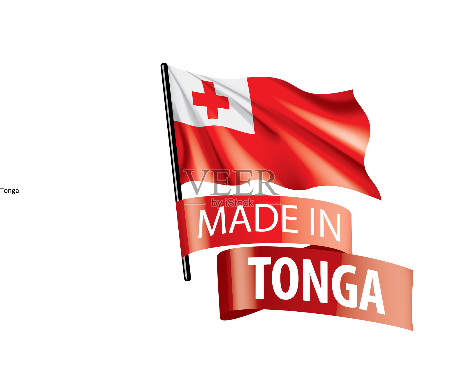 汤加国旗上有白色设计元素图片