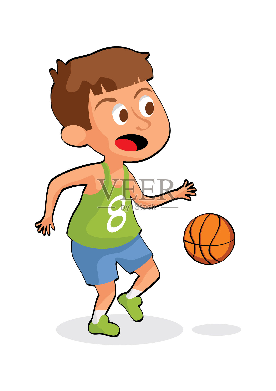 孩子们在户外进行运动活动。运动篮球，矢量插图。插画图片素材