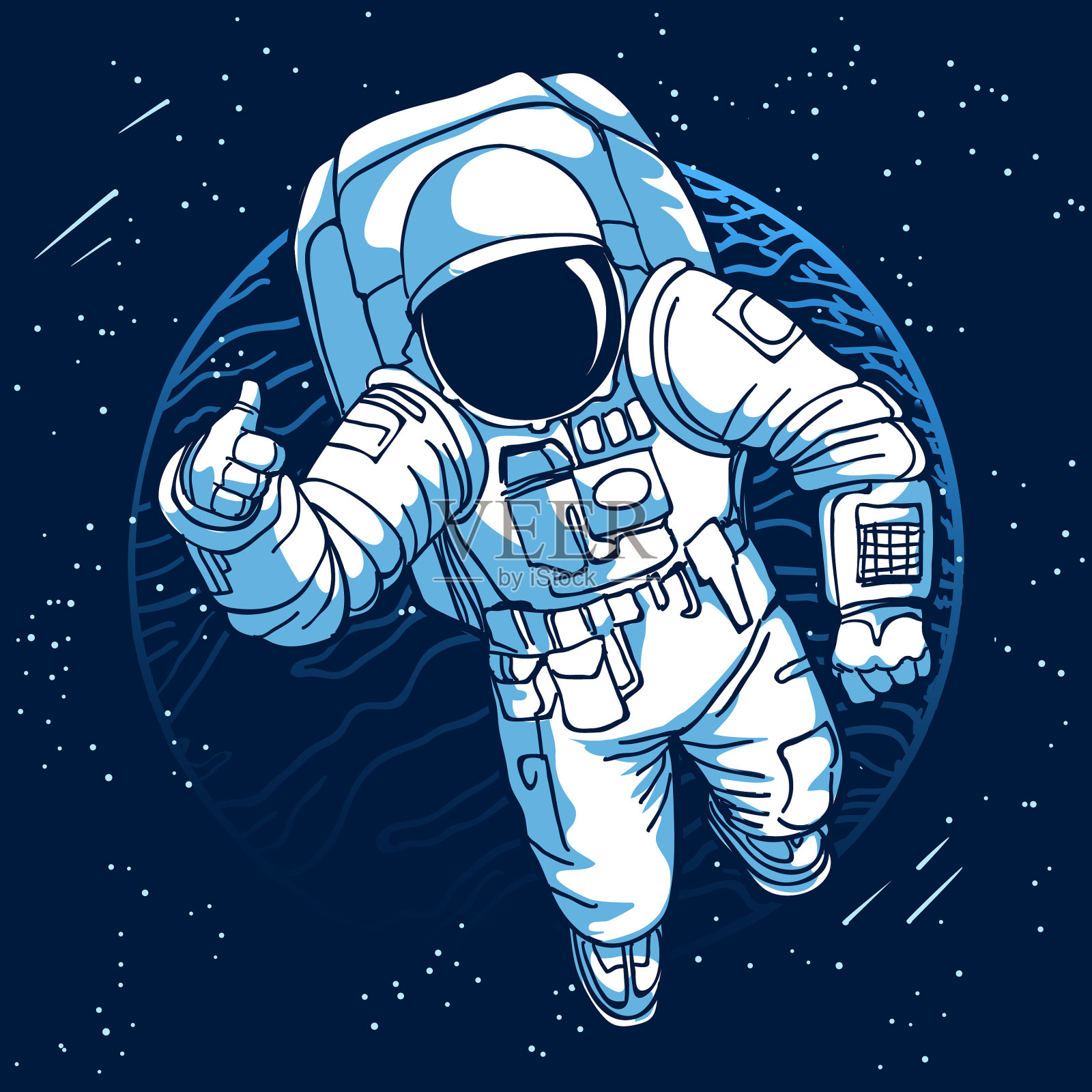 宇航员在太空中插画图片素材