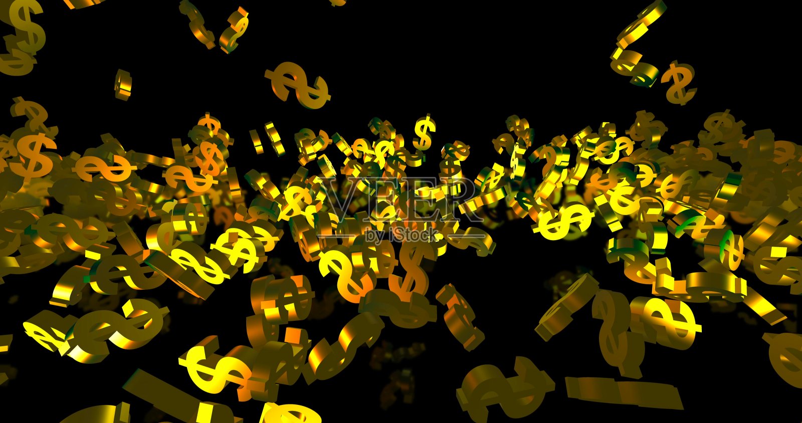 金色的3d美元符号落在黑色背景上。金融事件背景。三维渲染照片摄影图片
