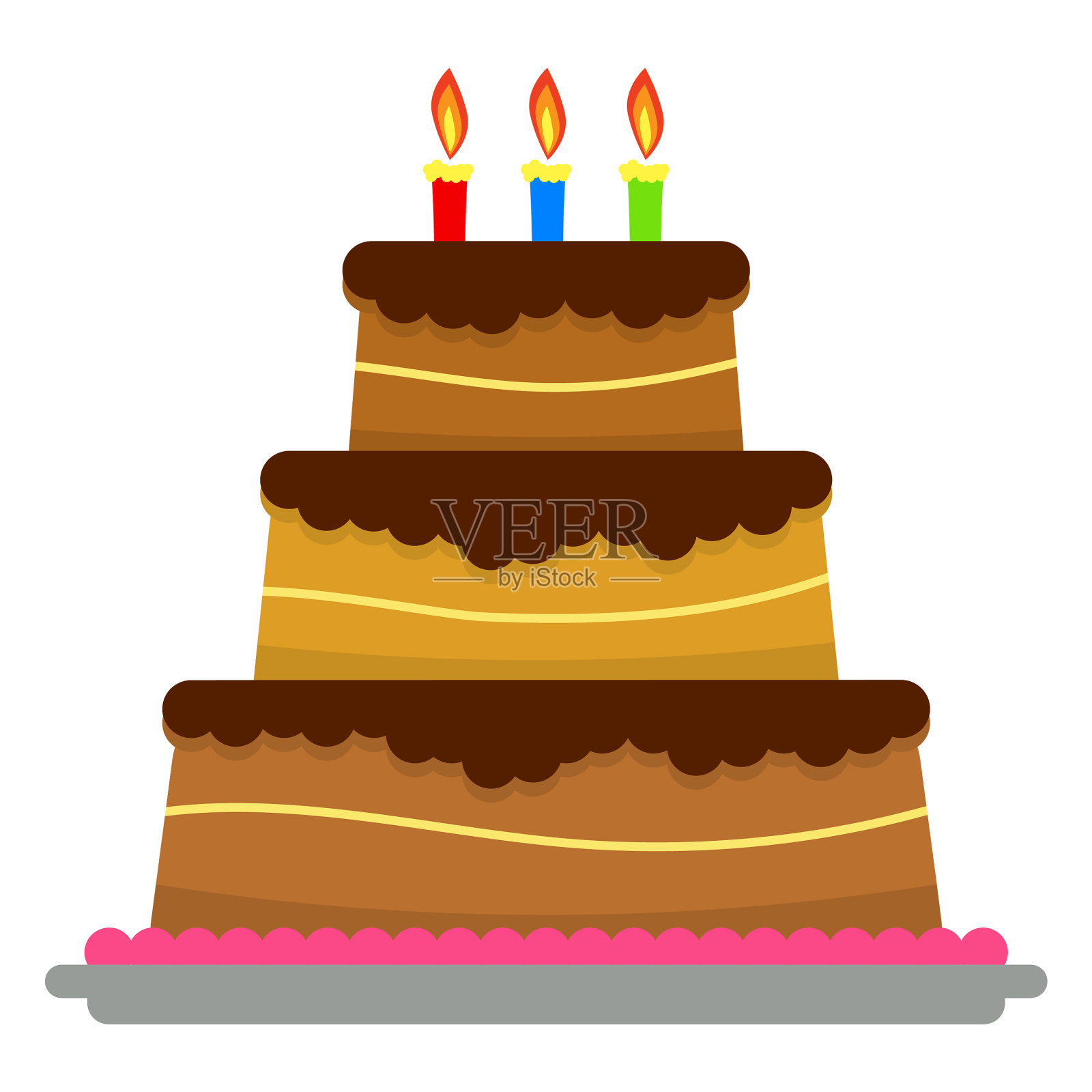 生日蛋糕插上蜡烛，亮灯bokek .庆祝。照片摄影图片_ID:163834452-Veer图库