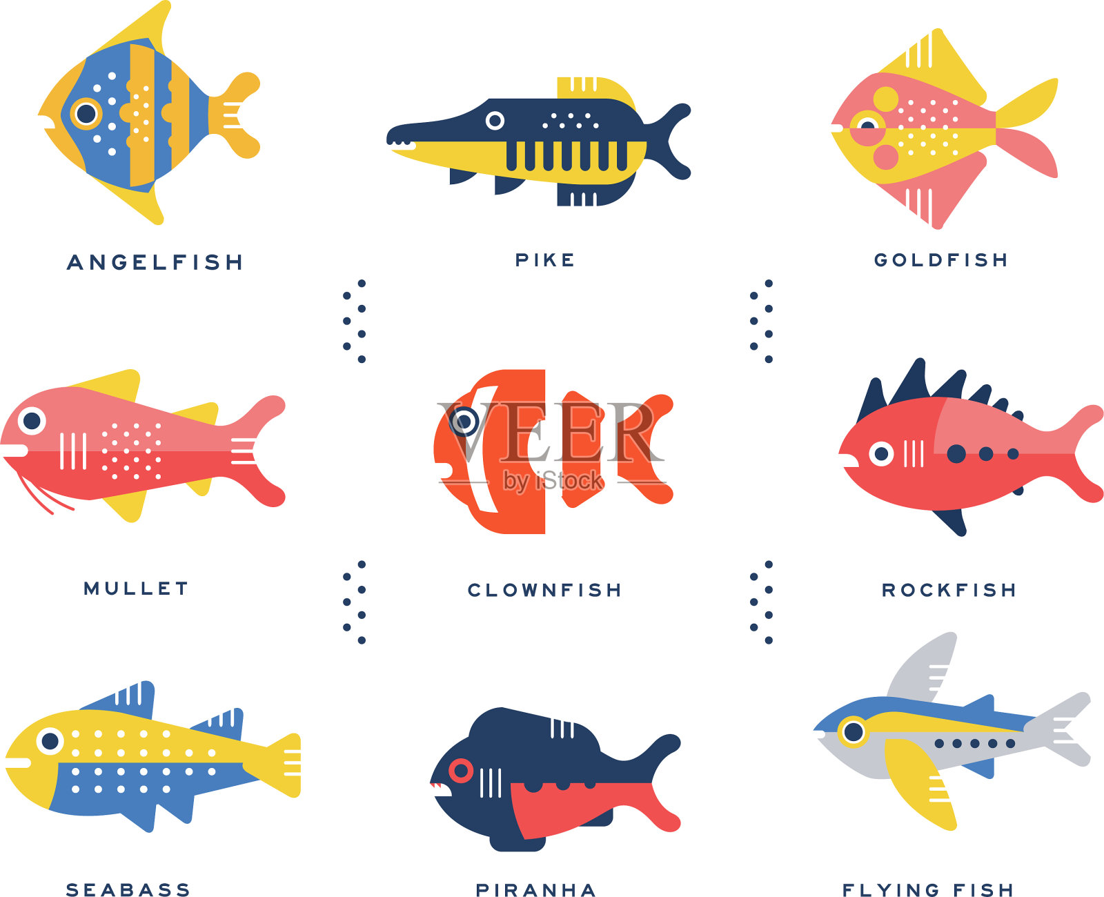 收藏海鱼和海字插画图片素材