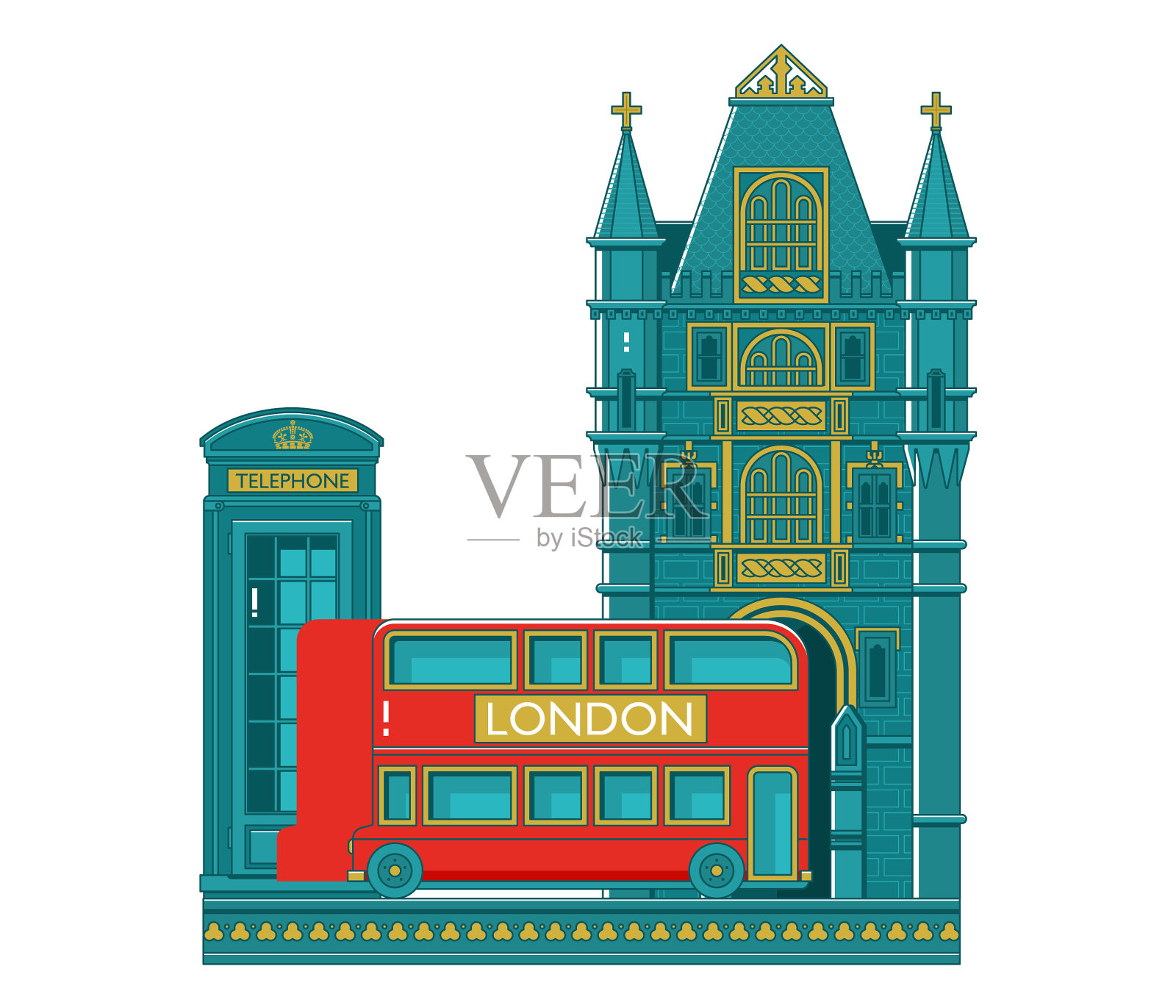 伦敦城市建筑的轮廓勾勒出伦敦的城市景观设计元素图片