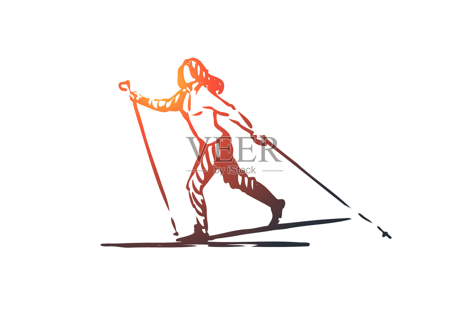 越野滑雪冬季运动概念插画图片素材