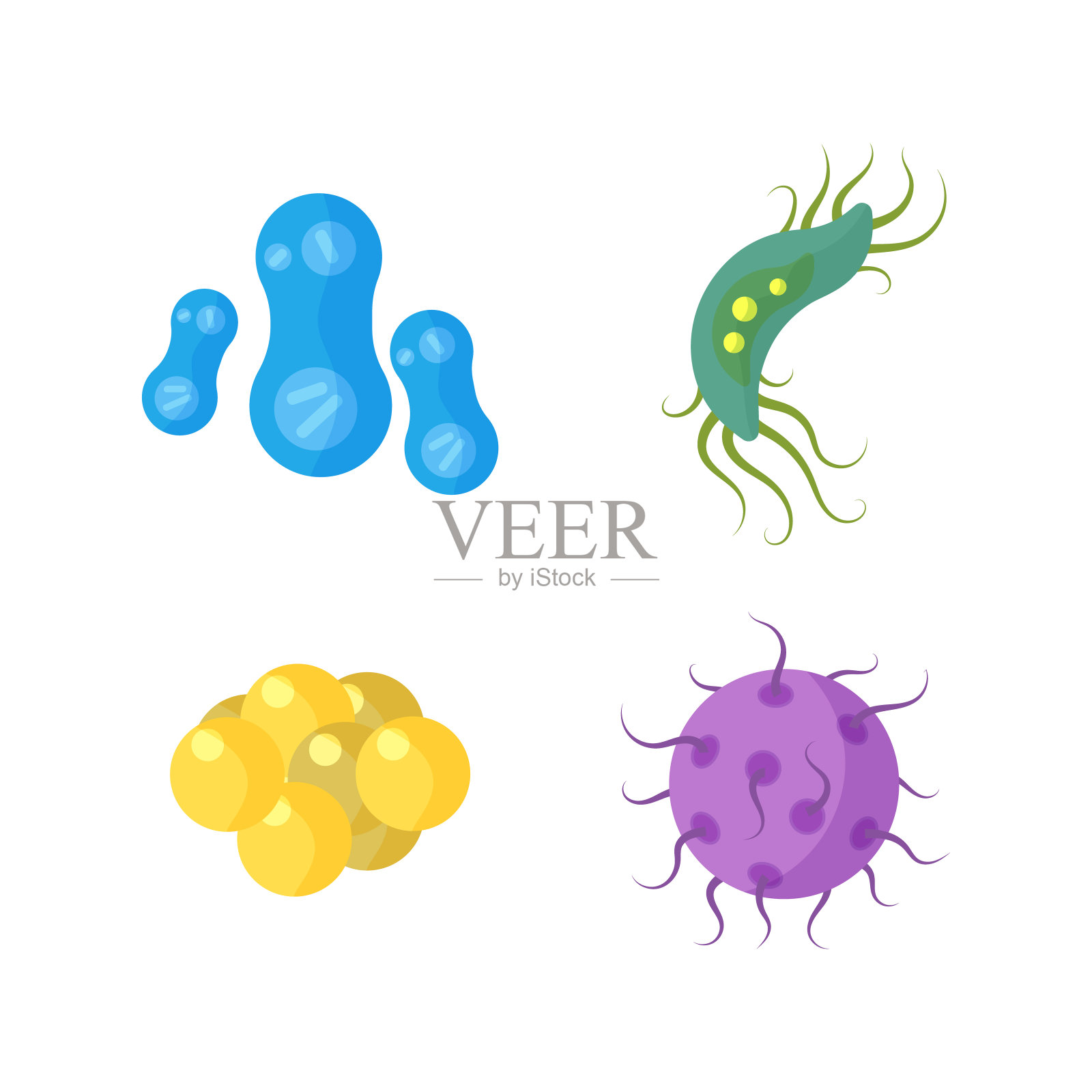 细菌、病毒、冠状病毒。插画图片素材