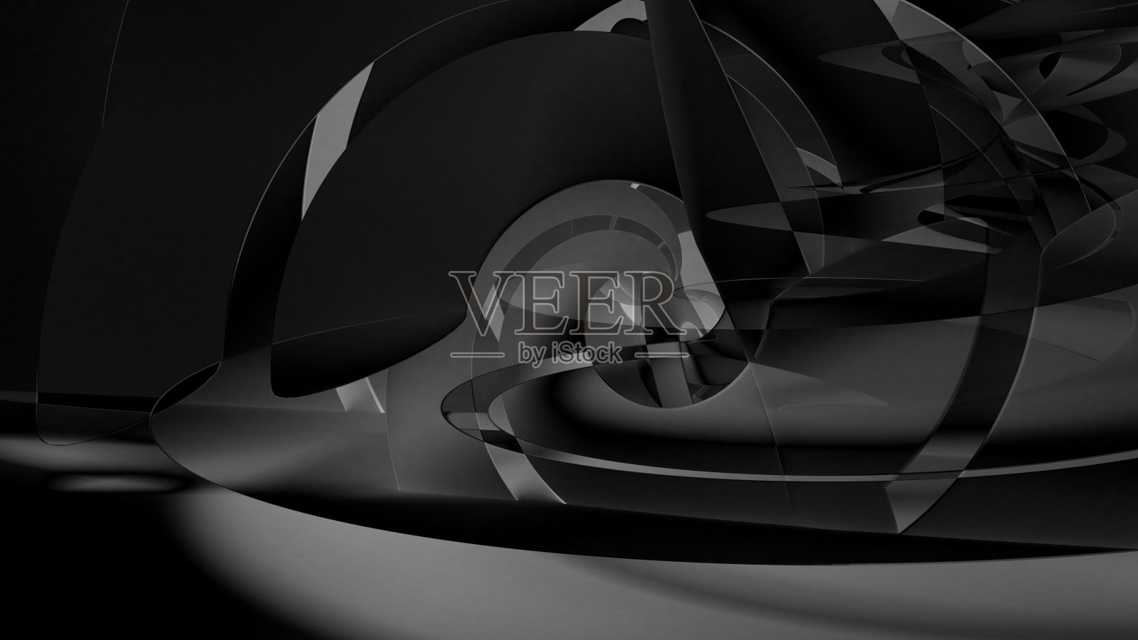抽象的黑色cgi背景，深色的3d螺旋图案照片摄影图片