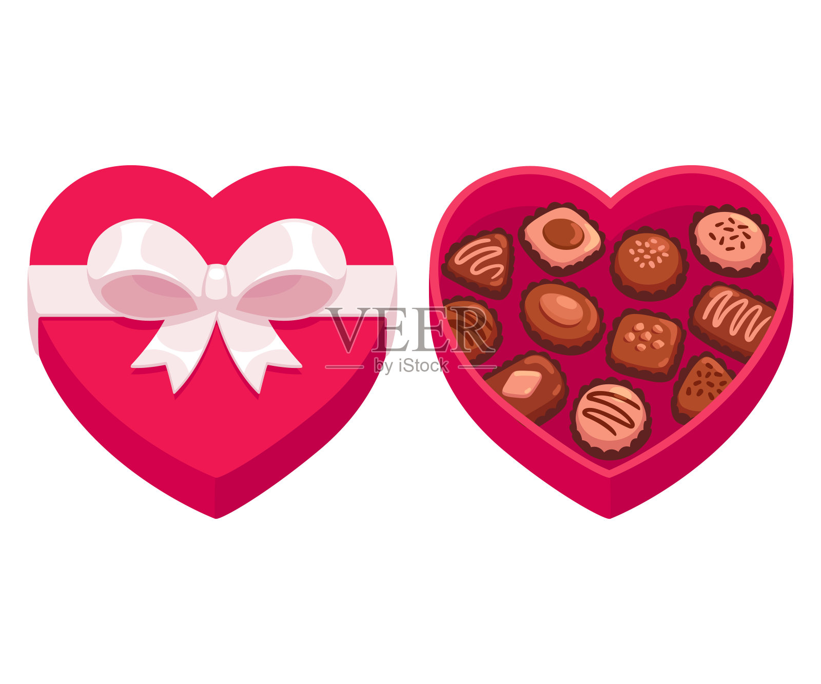 心形的巧克力盒插画图片素材