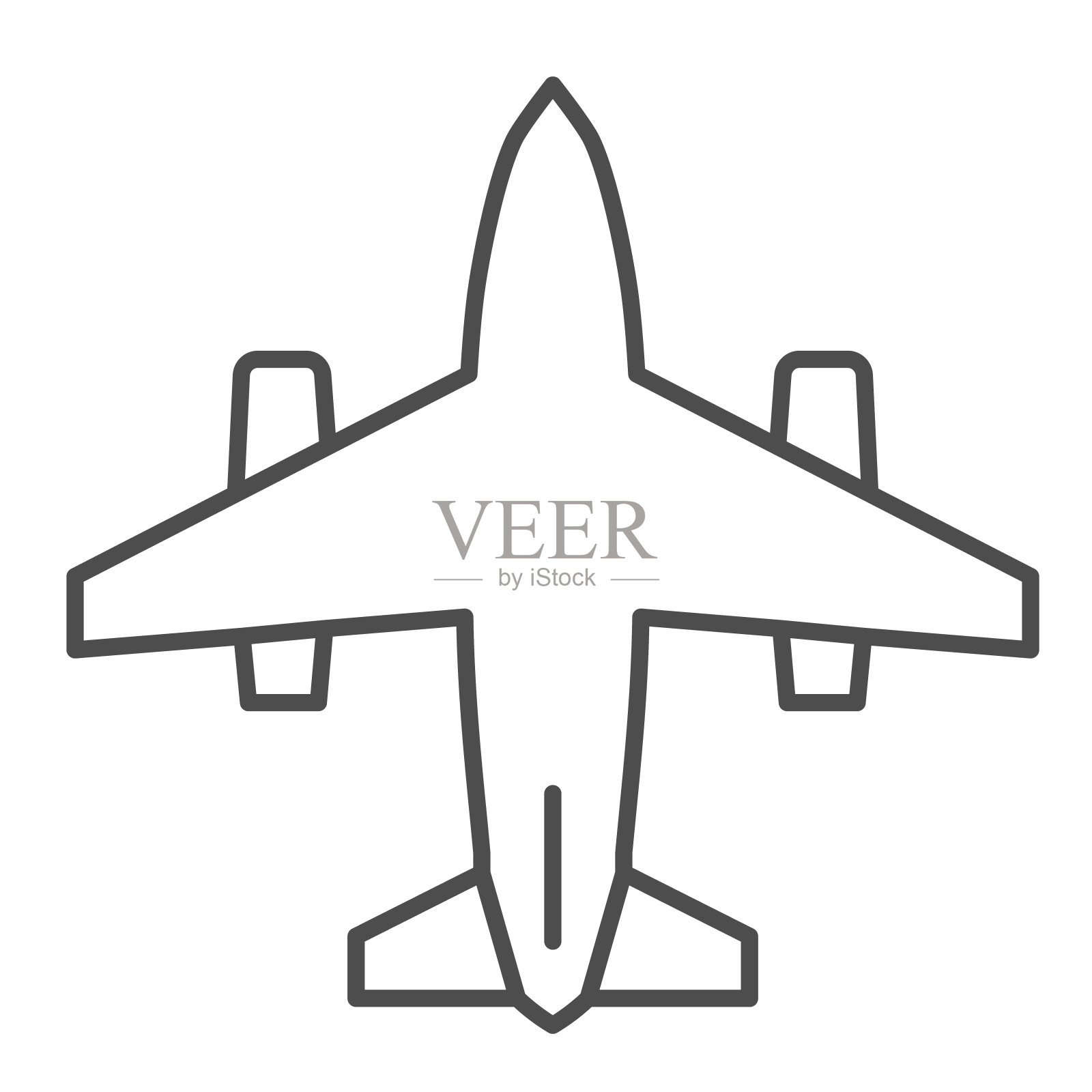 平面细线图标，航空运输符号，飞机矢量标志在白色背景，飞机图标轮廓风格的移动概念和网页设计。矢量图形。设计元素图片