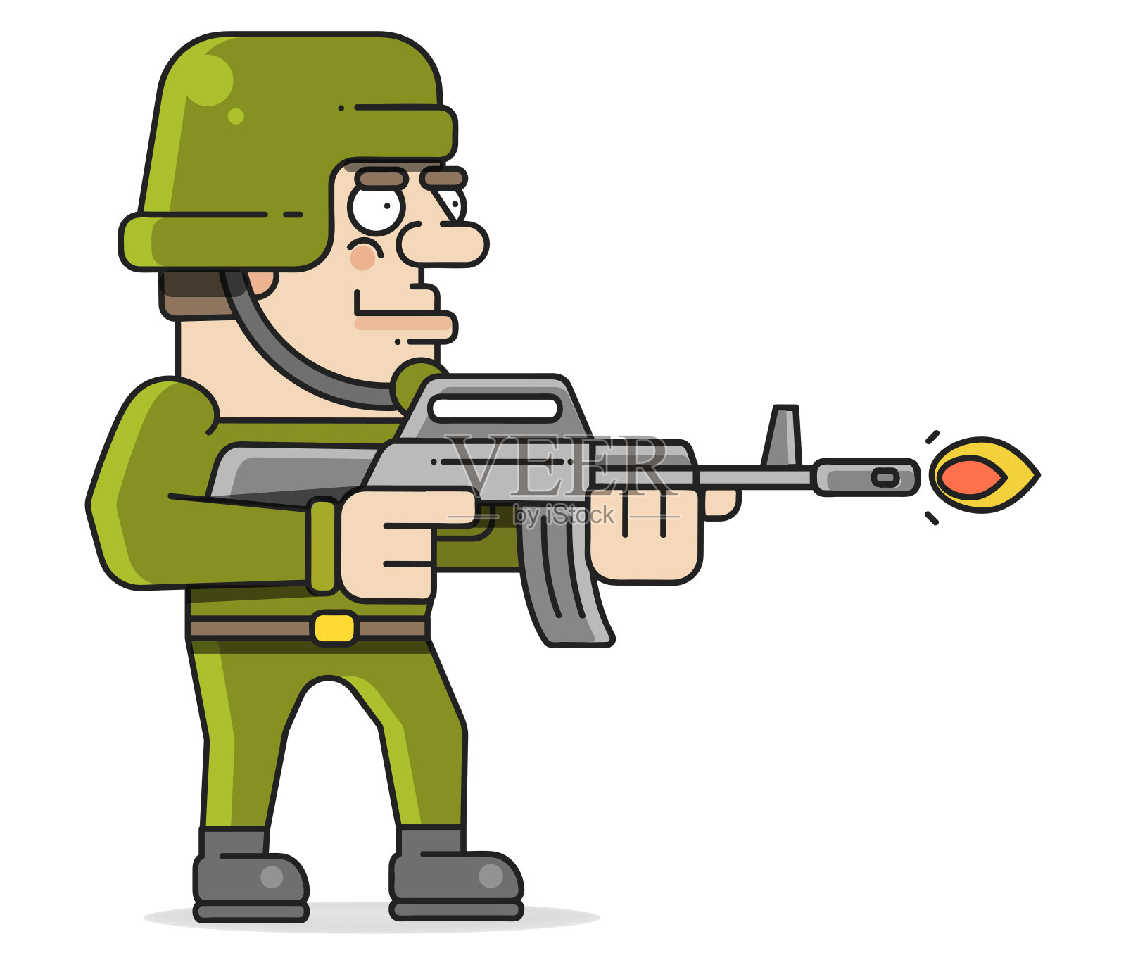 中国艺术风格的军人士兵卡通PNG素材