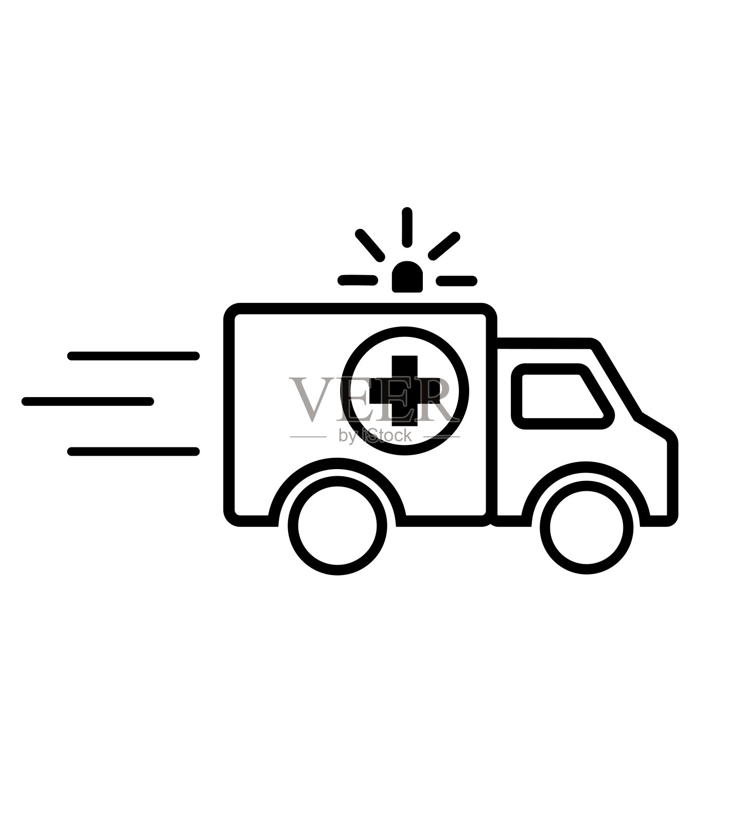 救护车图标线孤立在白色矢量插图插画图片素材