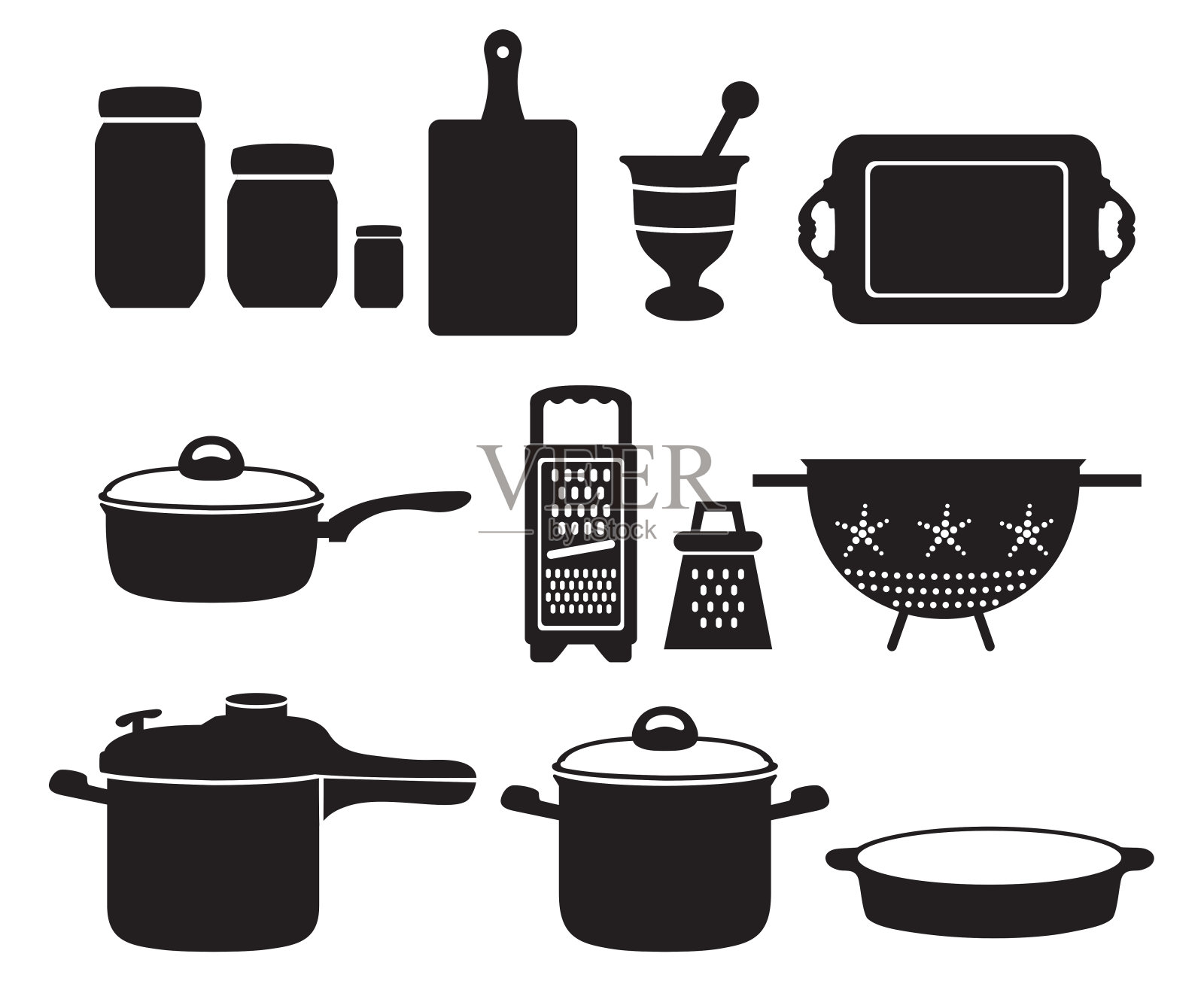 设置器具和厨房用具的图标图标素材