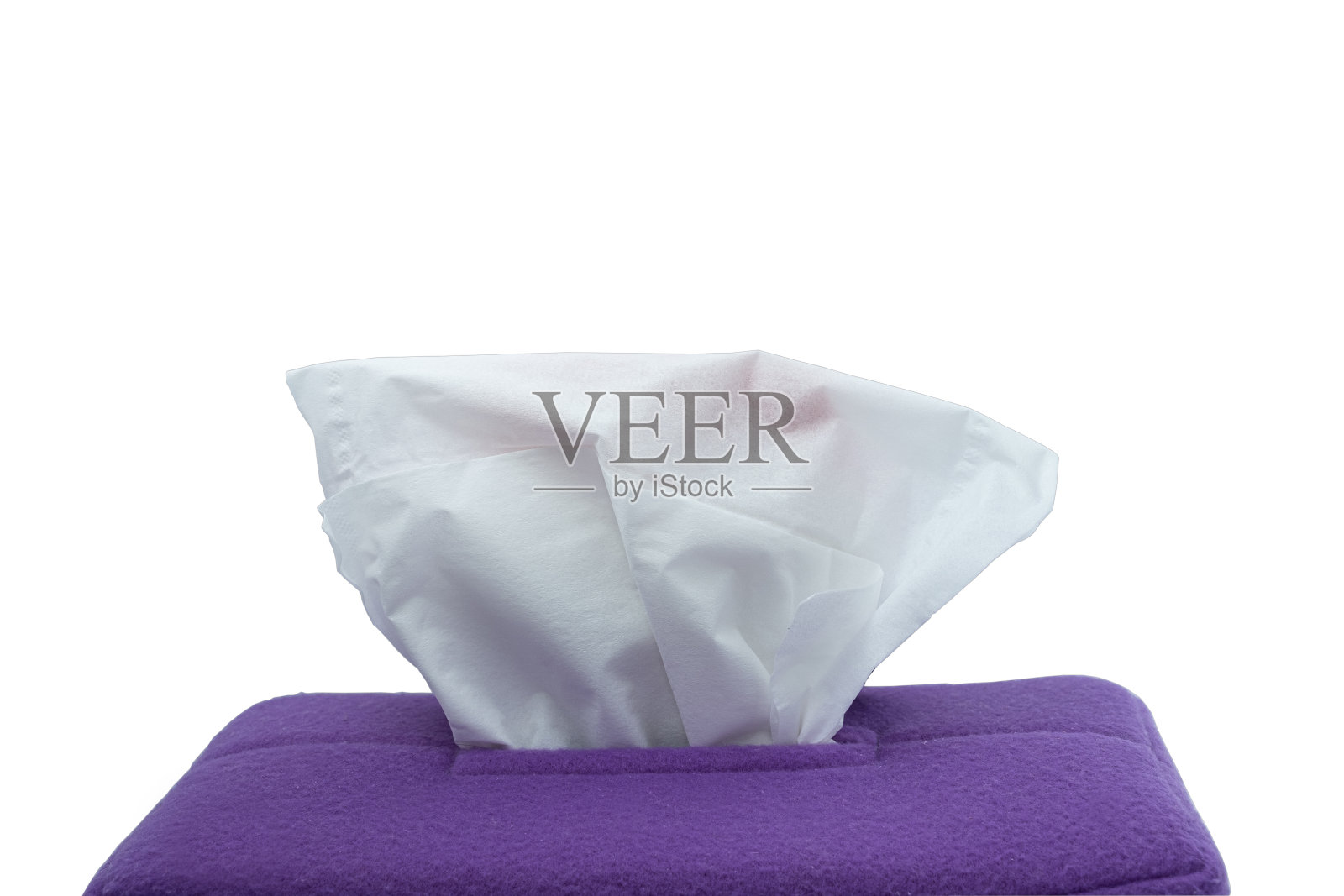 特写的紫色纸巾盒，孤立在白色的背景照片摄影图片