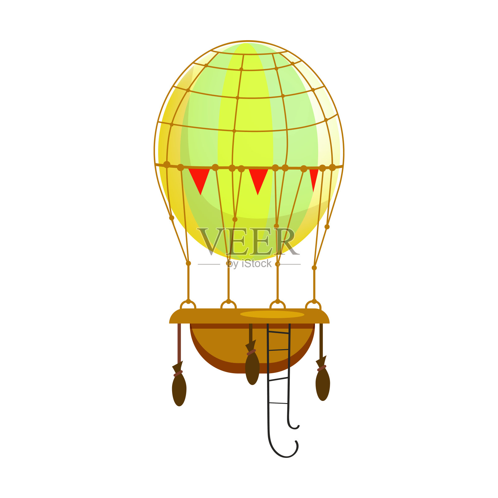 复古黄色热气球孤立插画图片素材
