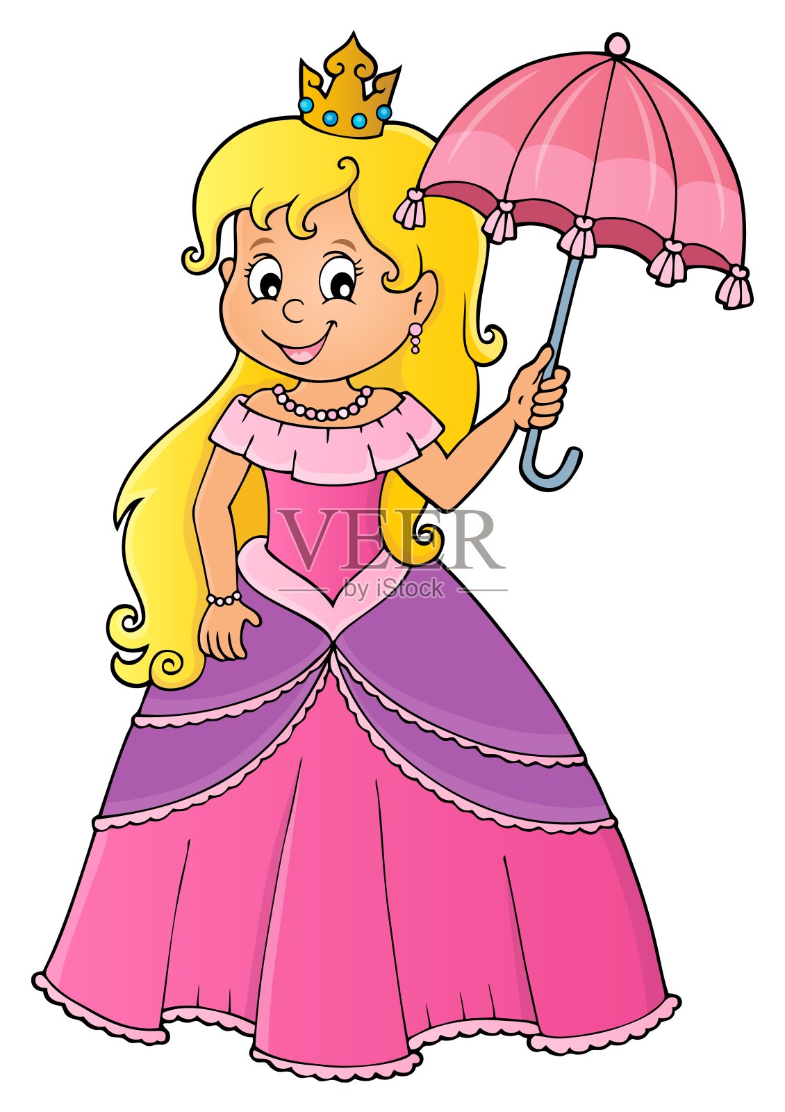 公主与伞主题形象1插画图片素材