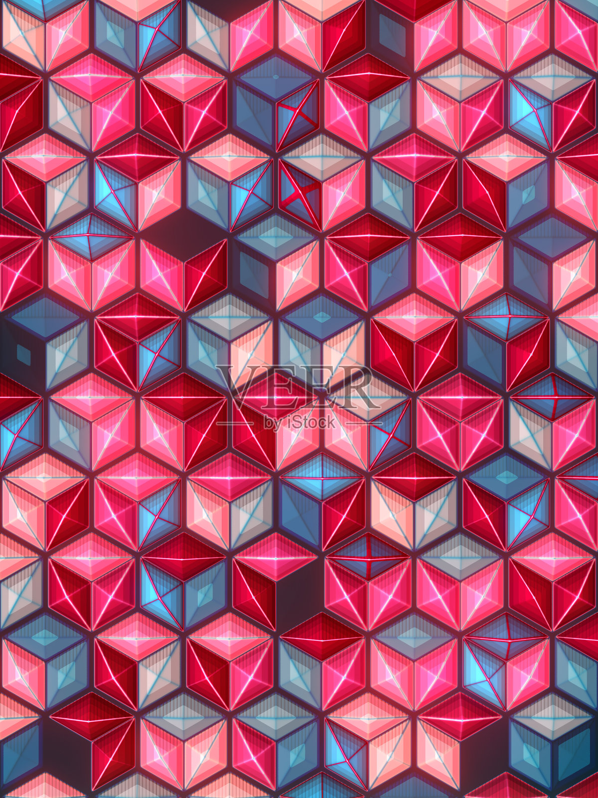 抽象彩色六角形插图三维渲染几何组成照片摄影图片