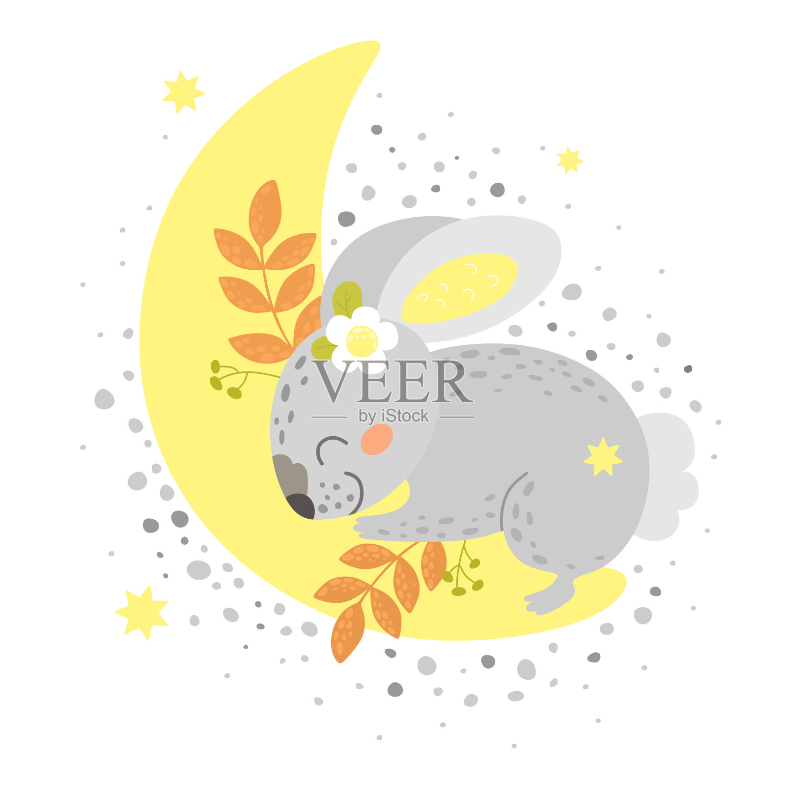 婴儿睡在月亮上插画图片素材_ID:418985048-Veer图库