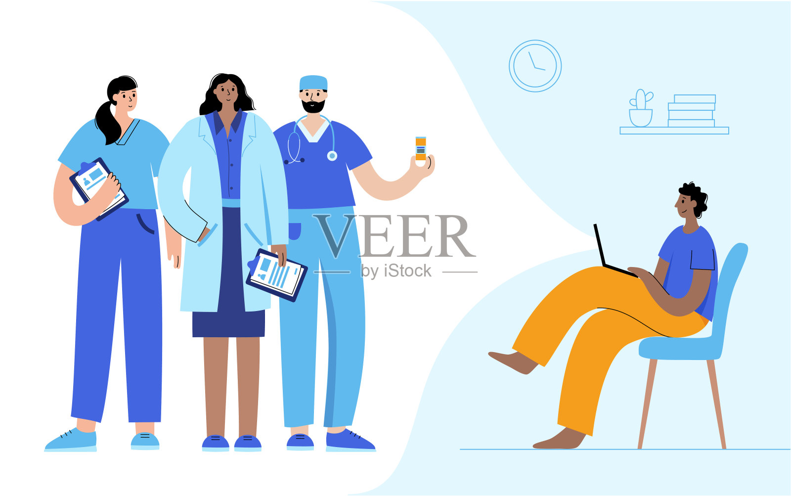 医务工作者和患者插画设计元素图片
