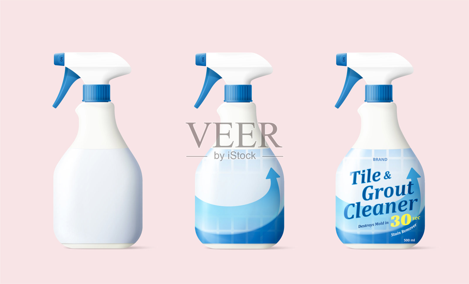 清洁剂触发瓶模型插画图片素材