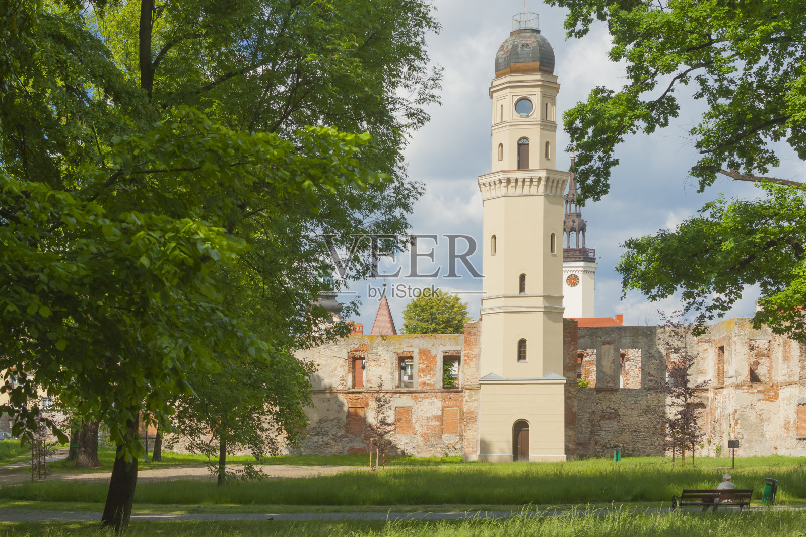 波兰，西里西亚，Strzelce Opolskie Gross Strehlitz城堡废墟照片摄影图片