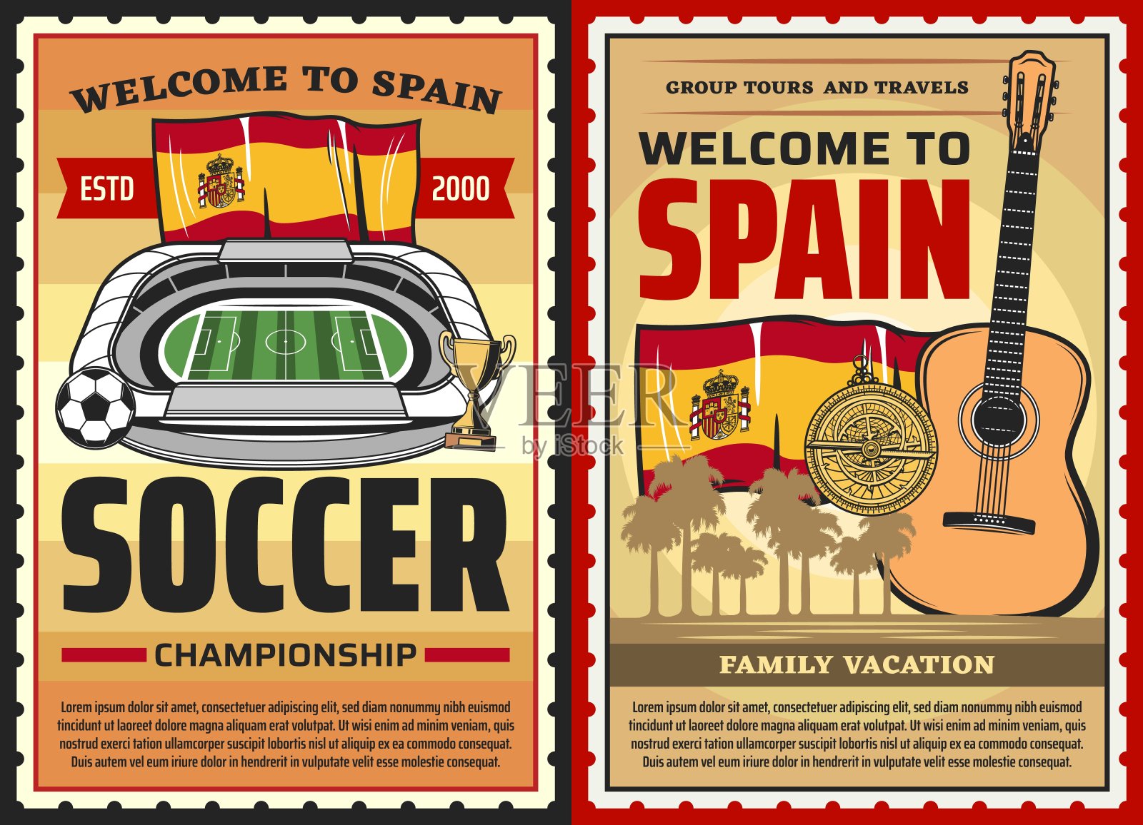 西班牙旅游海报，西班牙文化，地标插画图片素材