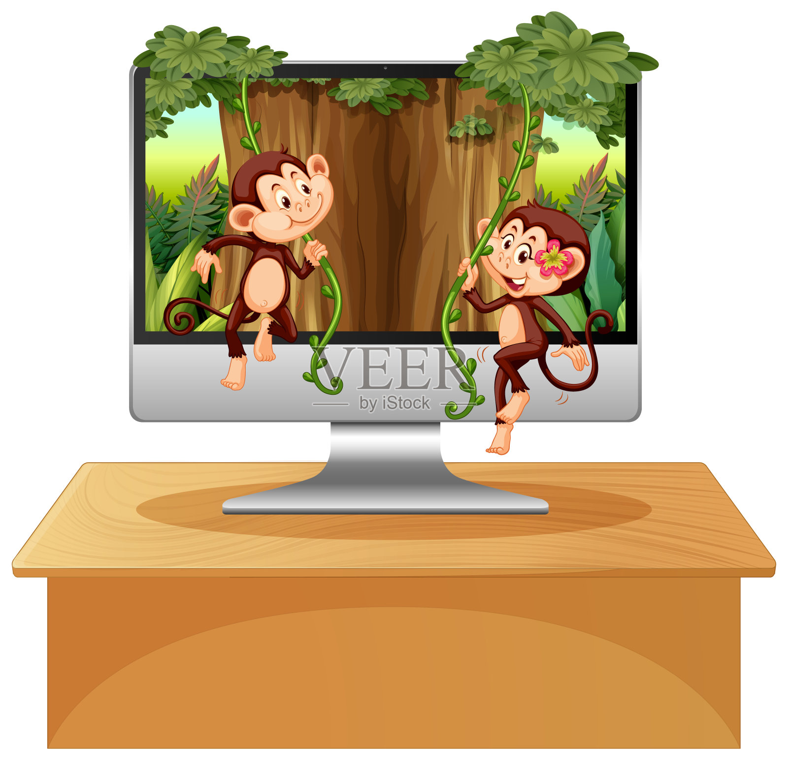 丛林主题的电脑背景插画图片素材