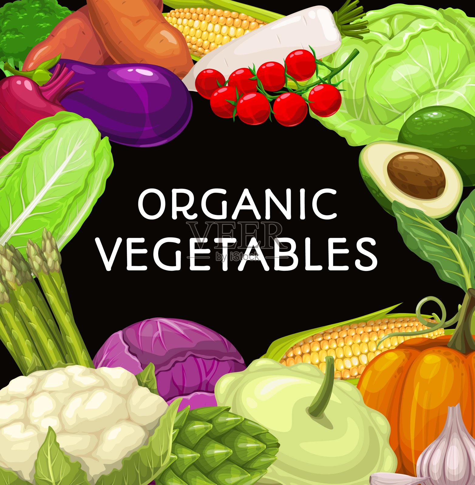 农用蔬菜矢量方架插画图片素材