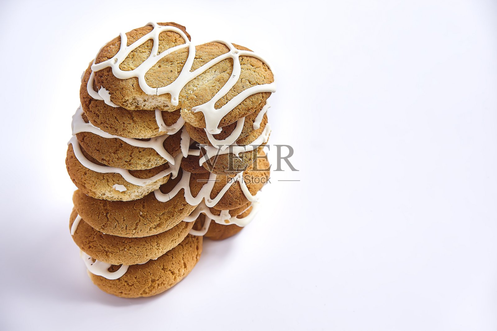 Stack of Cookies on white background(白色背景照片摄影图片