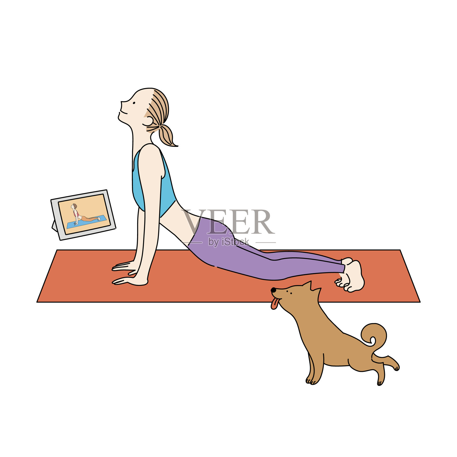 说明在线瑜伽课程插画图片素材