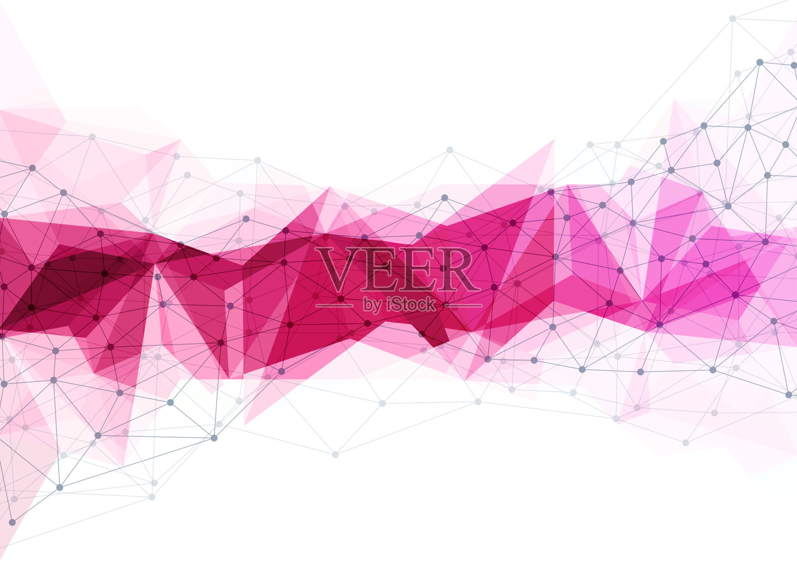 抽象的技术背景与连接点和线。粉红色的几何插画图片素材