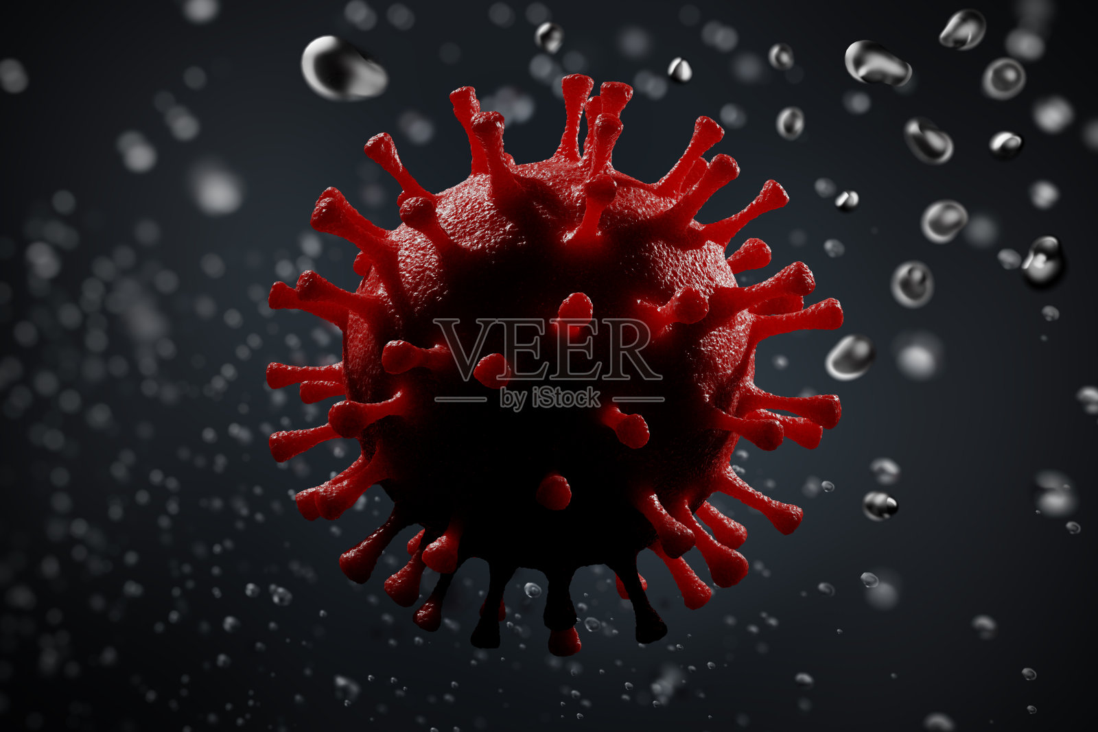 致病性病毒引起感染。水滴。3 d渲染插图。照片摄影图片