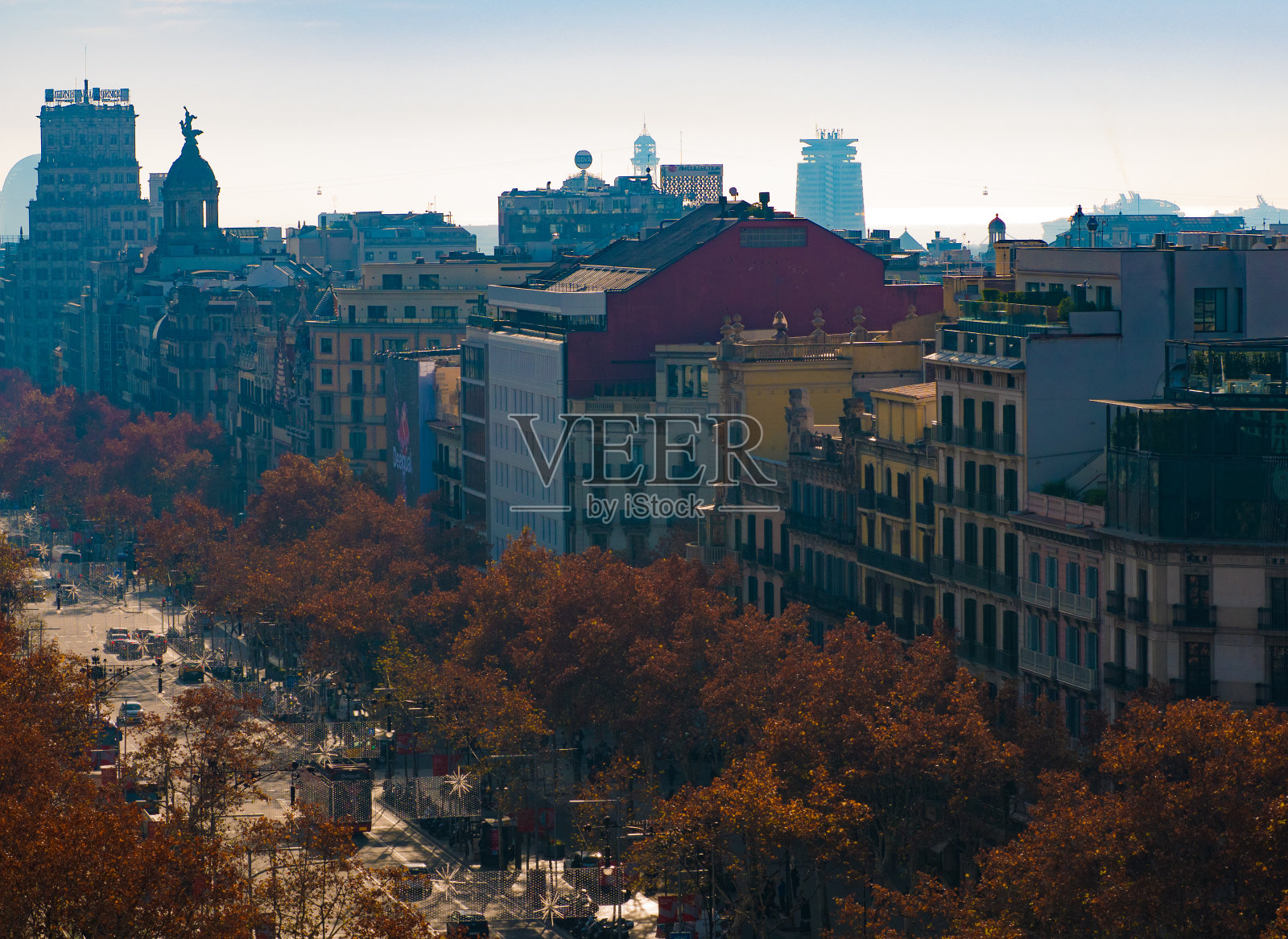 巴塞罗那城鸟瞰图照片摄影图片