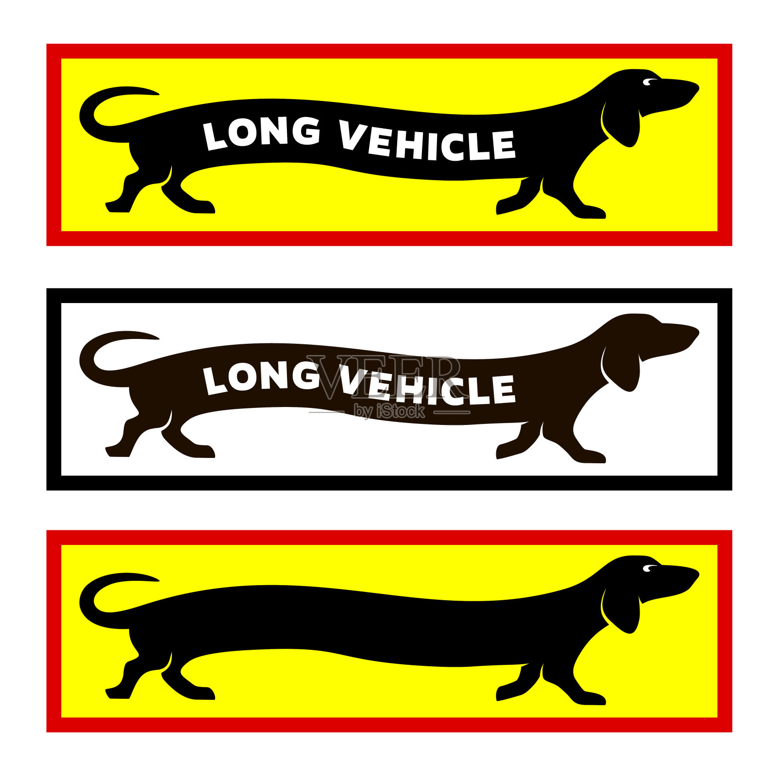 长车辆概念贴纸的卡车。腊肠狗带着文字奔跑。插画图片素材