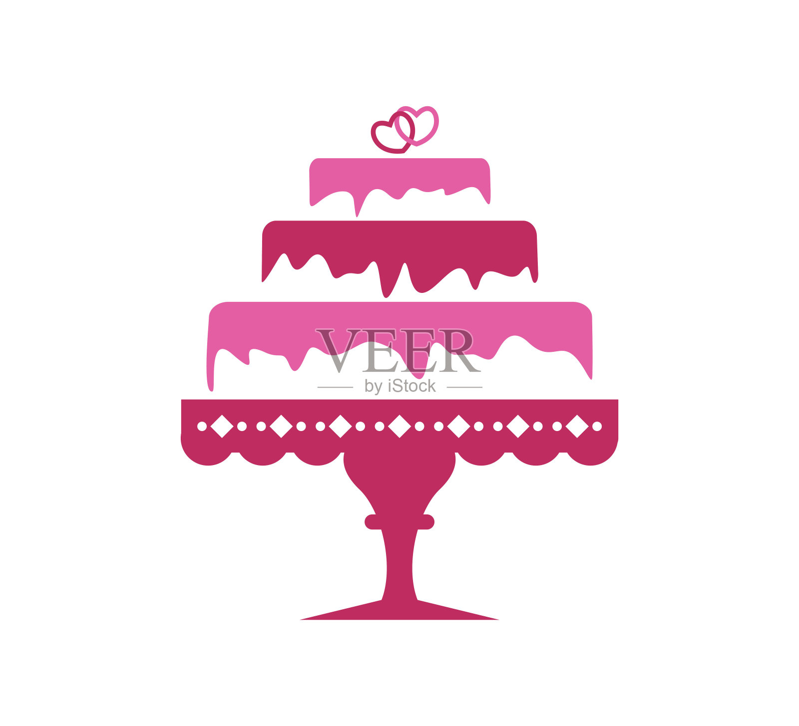 甜蜜的分层爱婚礼蛋糕图标-股票矢量插画图片素材