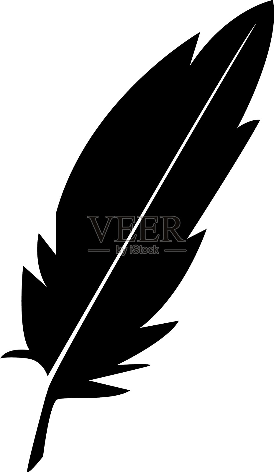 羽毛图标在白色背景书写羽毛笔插画图片素材