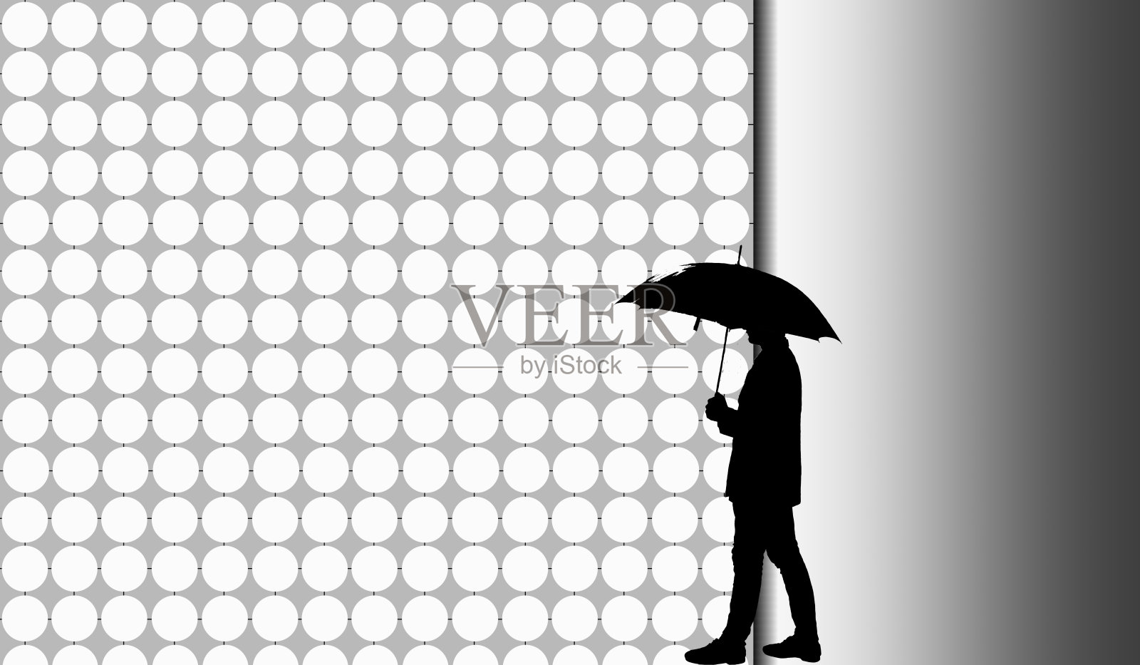 一个人的剪影带着一把伞在他的幻想中像背景一样走着。照片摄影图片