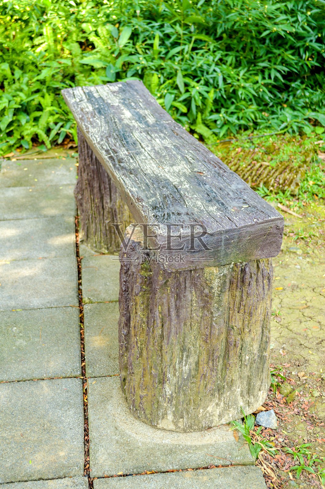 自然花园中的木椅照片摄影图片