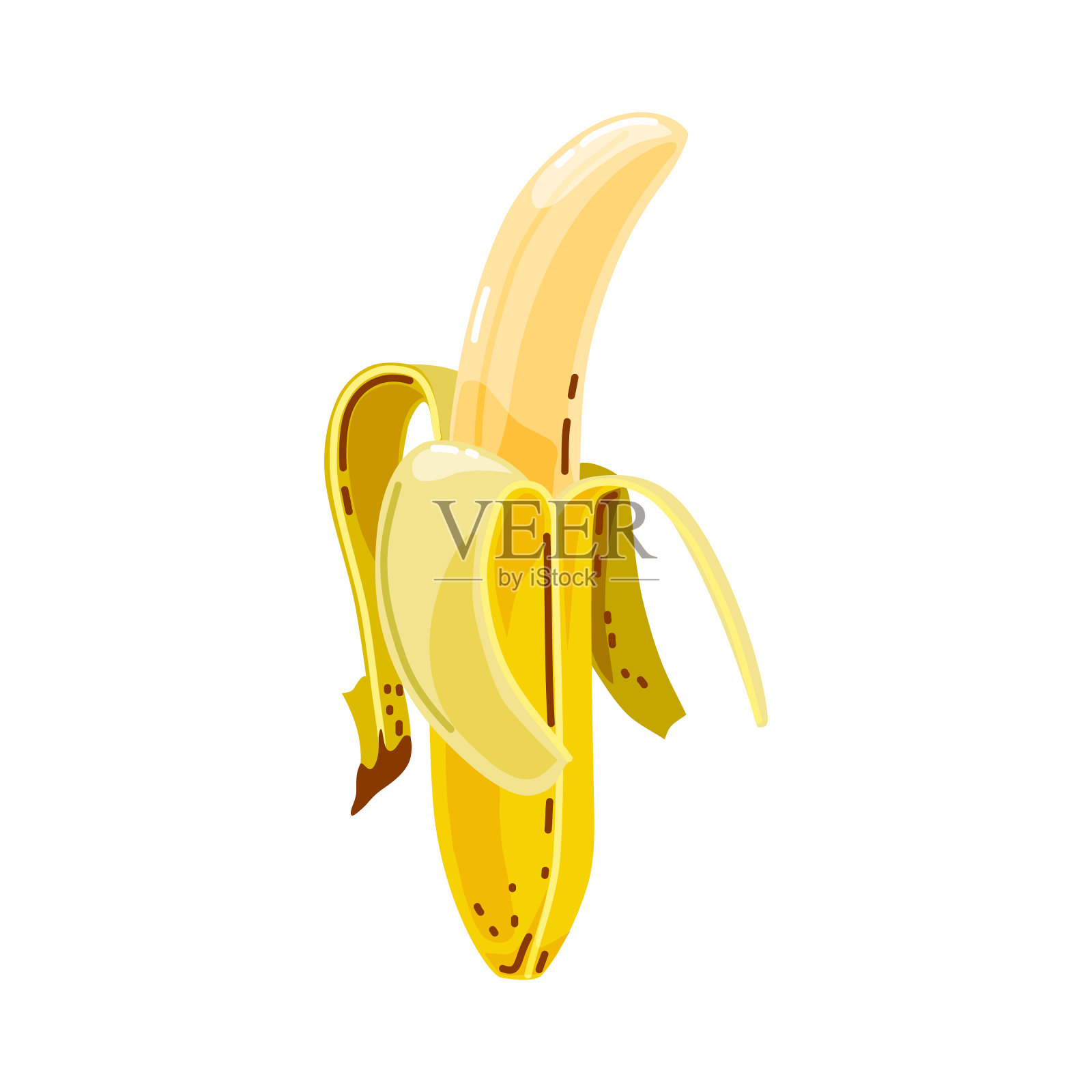 白色背景上的无皮香蕉。矢量插图。设计元素图片