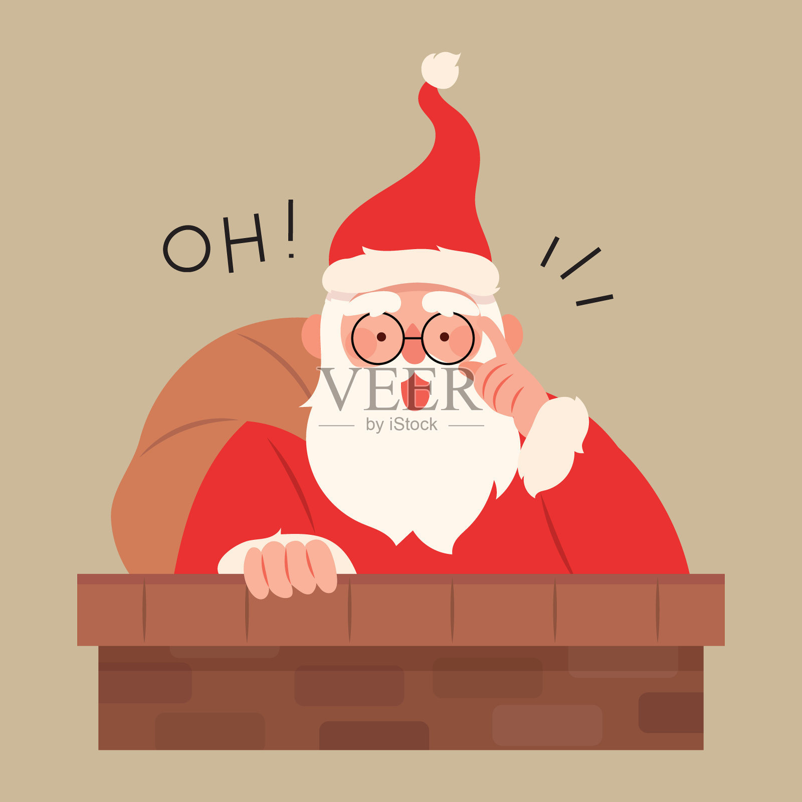 圣诞老人进了烟囱。插画图片素材