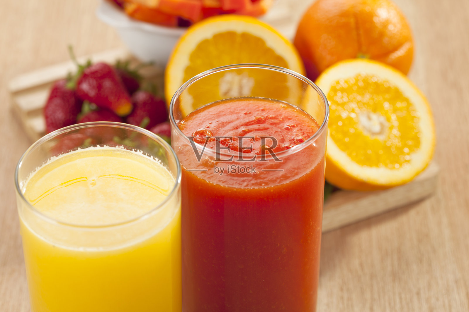 橙汁和木瓜汁照片摄影图片