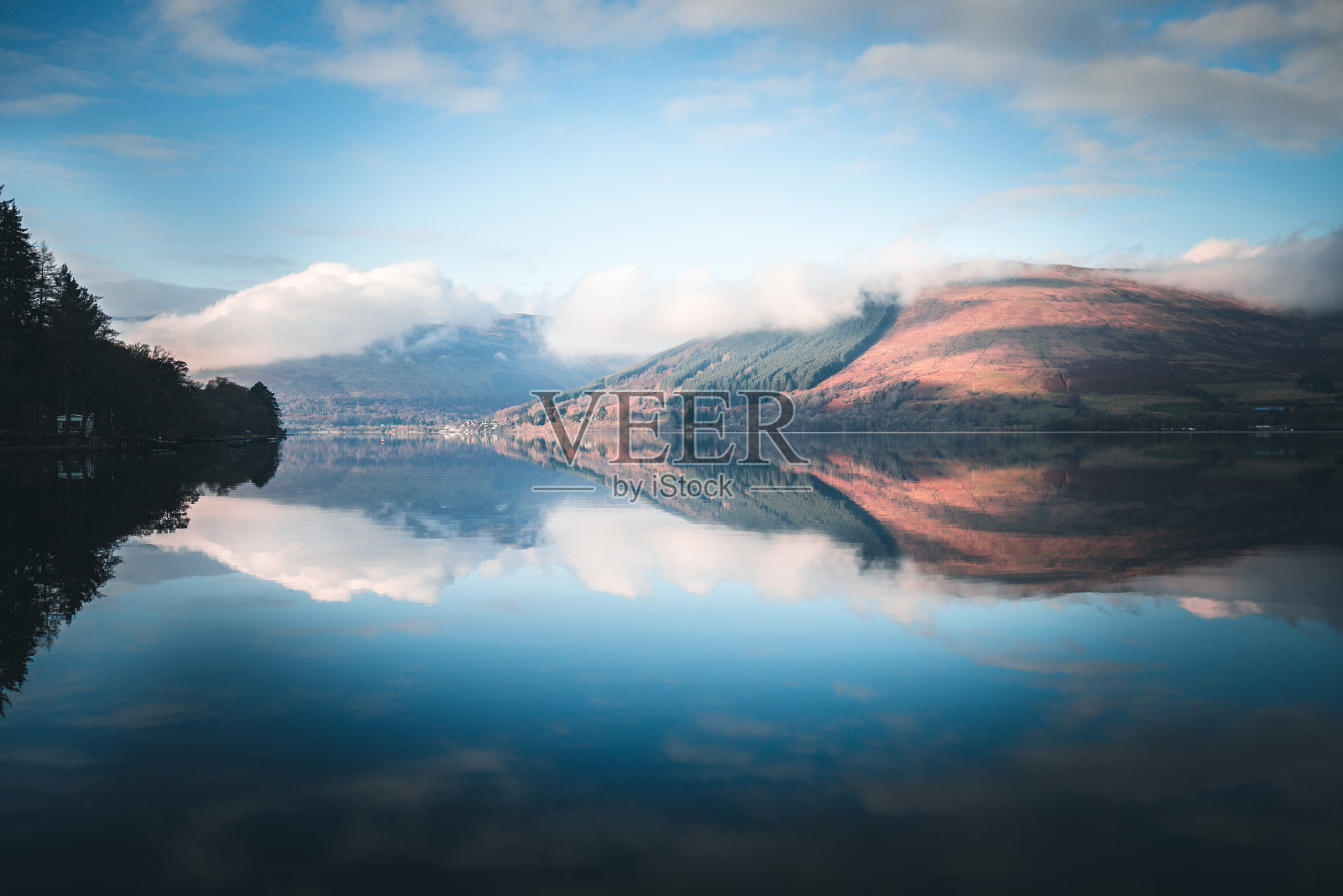 湖挣，高地，苏格兰完美的反射照片摄影图片