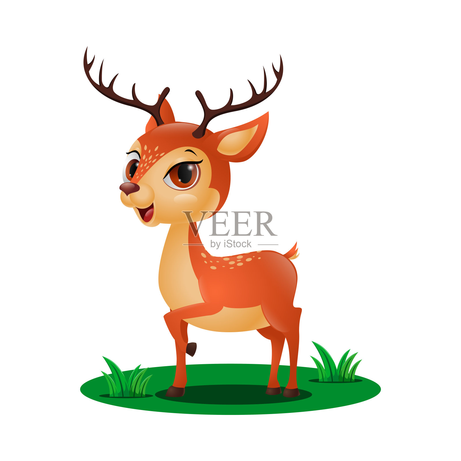 草丛里可爱的小鹿插画图片素材