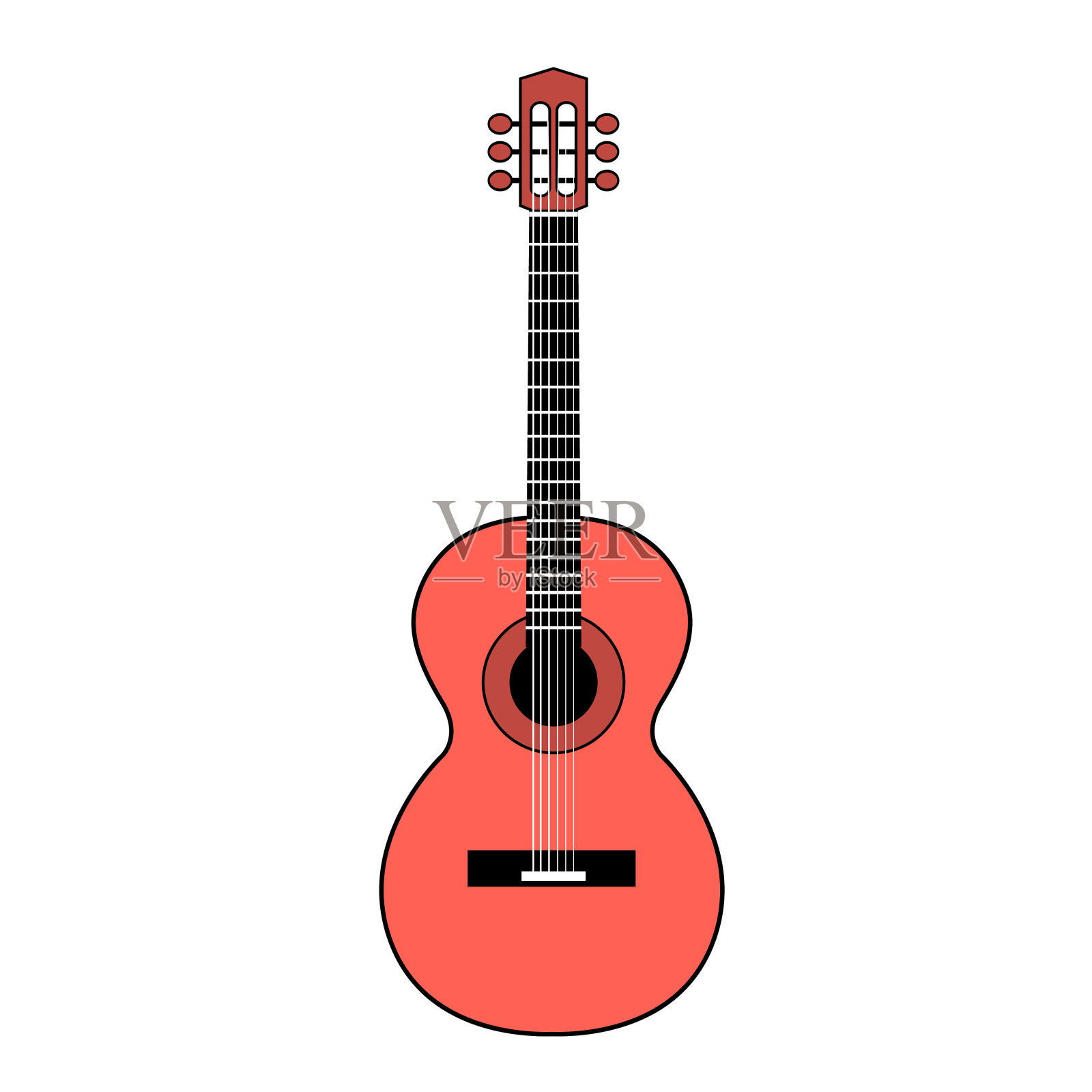 白色背景上的红色吉他。设计元素图片