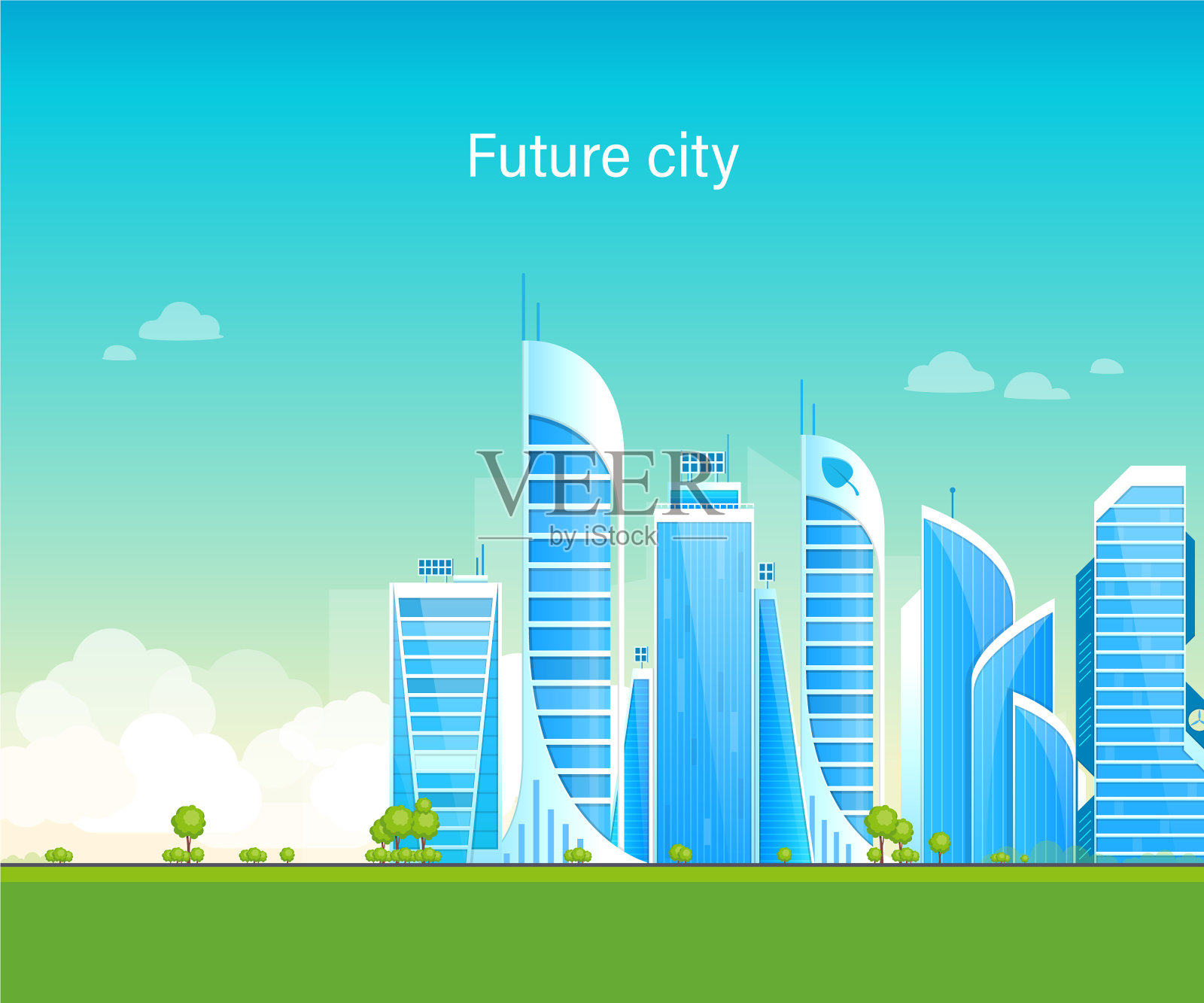 未来城市环保智慧现代城市插画图片素材