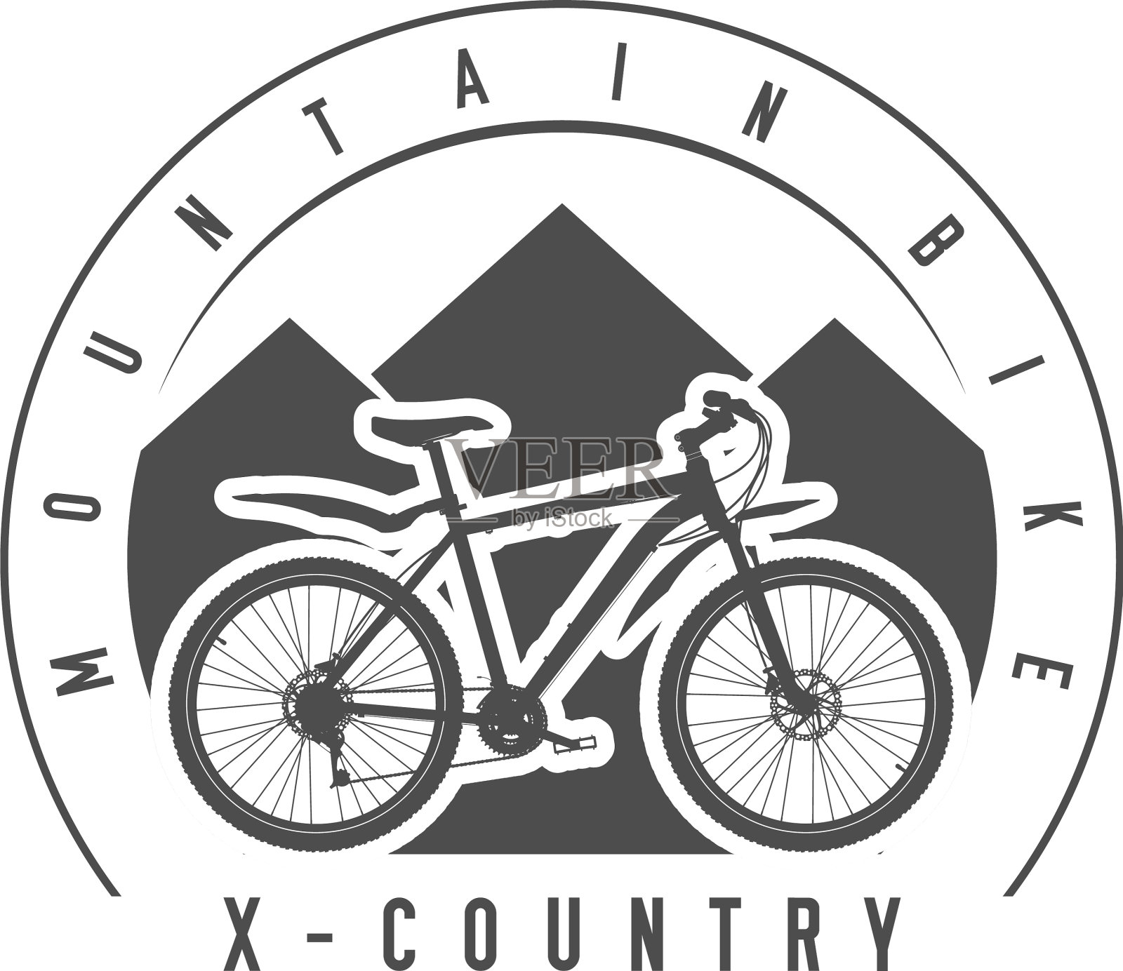 山地自行车越野车的标志或徽章设计元素图片