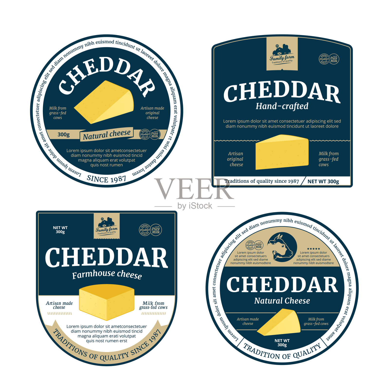 向量切达奶酪标签和奶酪图标插画图片素材