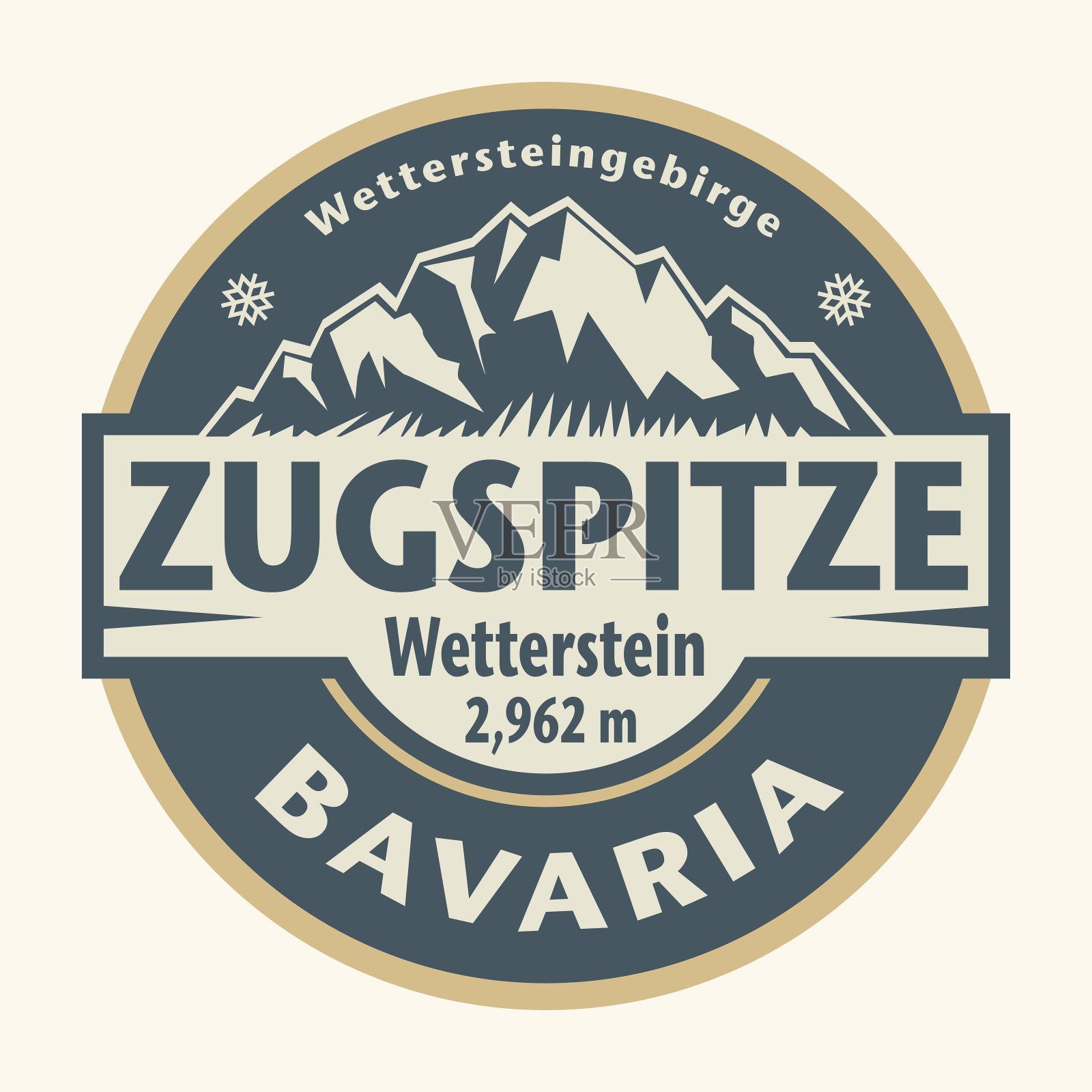 德国巴伐利亚州Zugspitze镇的标志插画图片素材