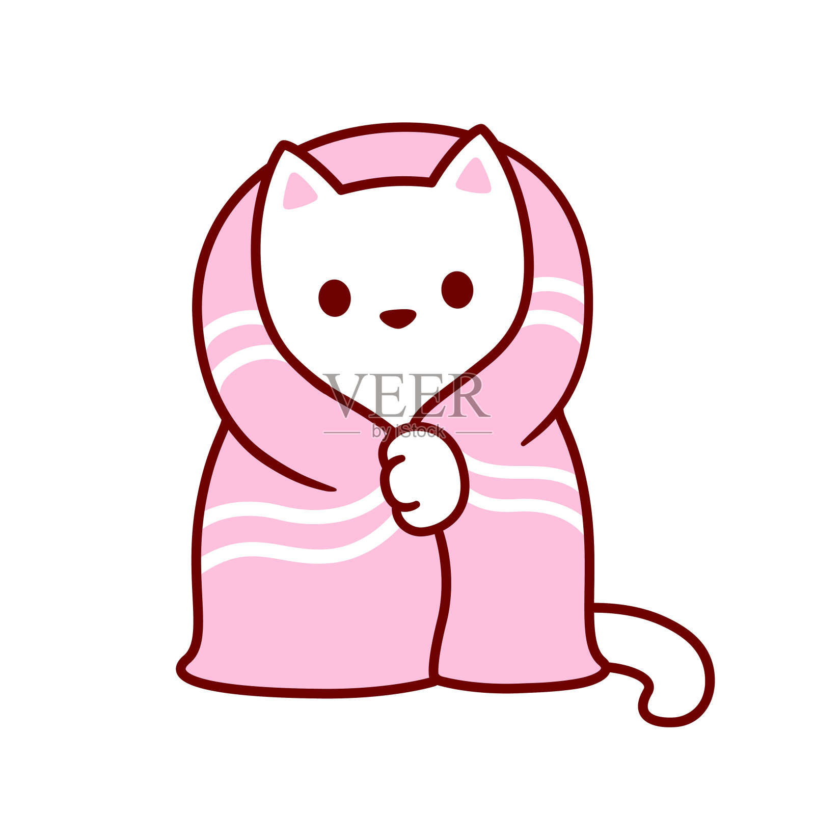 可爱的卡通猫在毯子插画图片素材