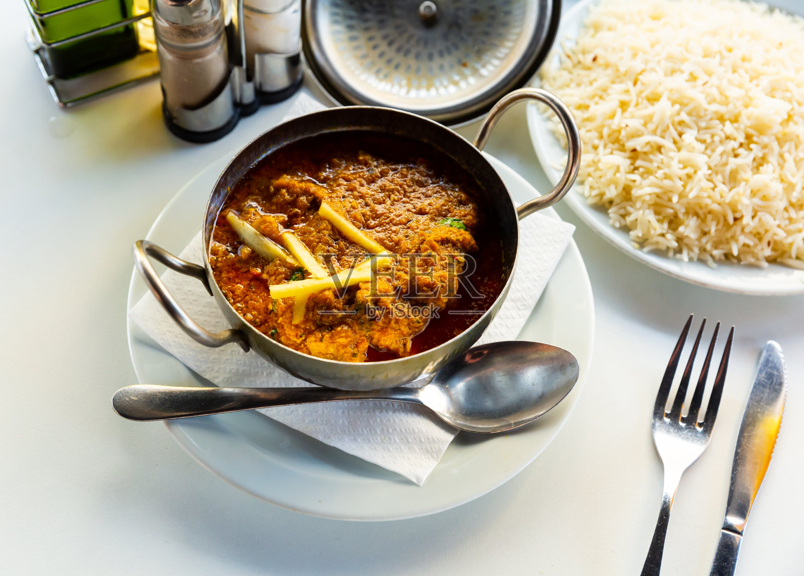 羊肉卡拉希 - 印度美食照片摄影图片