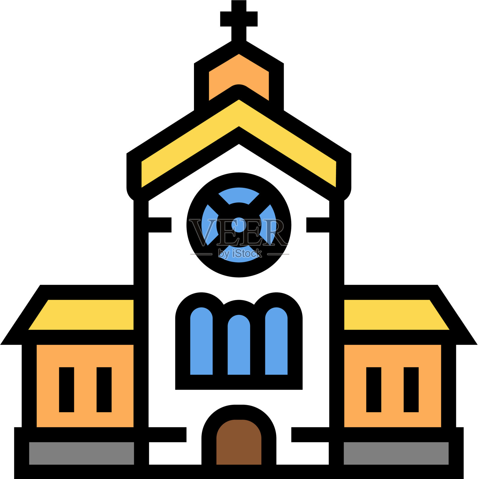 教堂建筑颜色图标孤立图标素材