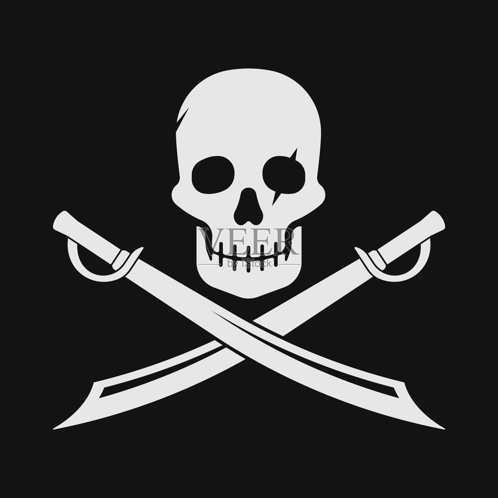 海盗的头骨和刀片图标。矢量插图。插画图片素材